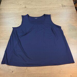 Catherines Tank Top 3X 26/28W Navy Blue Scoop Neck Stretch Sleeveless Knit Shirt